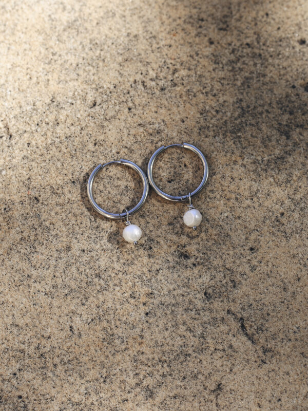 Náušnice Silver Round Click Perla