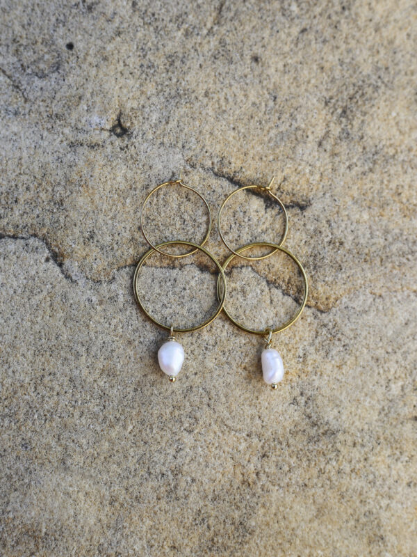 Náušnice Double Circle s Perlou Gold